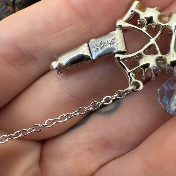 Vintage Coro 3 PC Set Demi-Parure Blue AB Auroa Borealis Dangle Bead Silver Tone - Picture 15 of 16